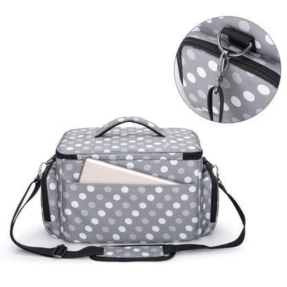 Luxja Sewing Kit Storage, Sewing Accessories Bag Organizer for Beginners, Travelers, Carrying case for sewing machine accessories and sewing tools, Gray Dot