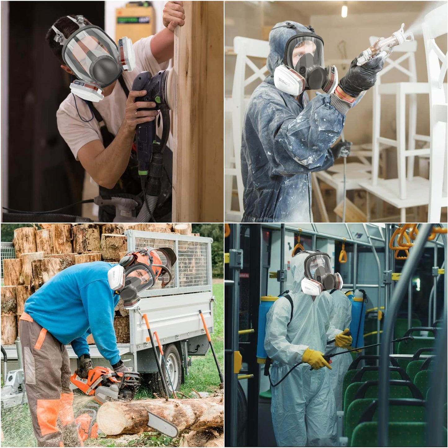 ASNABYYA Full Face Respirator Mask, Reusable Full Face Cover, Wide Field of Vision and Eye Protection for Painting, Welding, Polishing, Woodworking, Grinding, Auto Spraying.