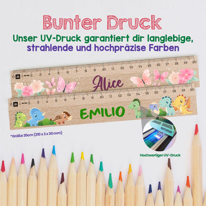 Mybracelets Personalized Wooden Ruler for First Day of School 2025 - 20 cm Engraved Ruler with Name & Design - Back to School Gift for Boys & Girls - Various Designs Available (2)