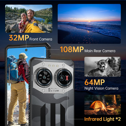 IIIF150 Air 2 Ultra Outdoor Smartphone 5G, 32(16+16) GB+512GB, 6.78" AMOLED/120Hz Outdoor Handy Ohne Vertrag, 108MP+64MP Nachtsicht, 65W/5000mAh, Android13 Rugged Baustellenhandy, Dual 5G SIM/NFC/OTG