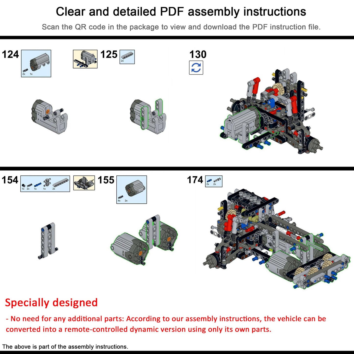 Technology Power Motors Kit for Lego 42110 Land Rover Defender (Model Not Included)