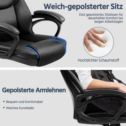 Yaheetech ergonomic executive chair, high back desk chair, computer chair, swivel office chair with padding, adjustable height, black PU leather.