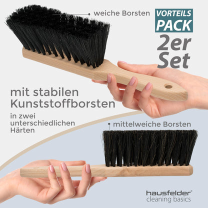 Household room broom with handle 30 cm + 40 cm parlor broom fine and soft, 2 x small dustpans (30cm + 40cm broom + dustpan)