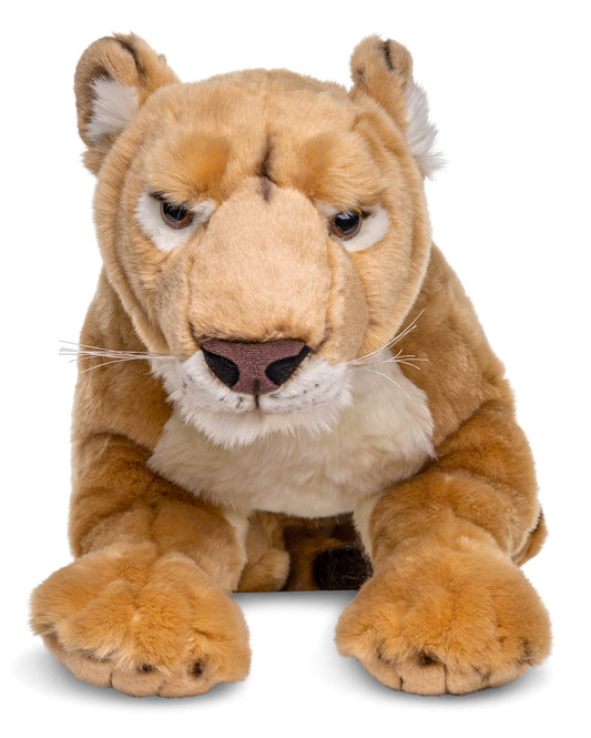 Uni-Toys - Lioness, lying down - 78 cm (length) - Plush wild animal, lion - Plush toy, cuddly toy