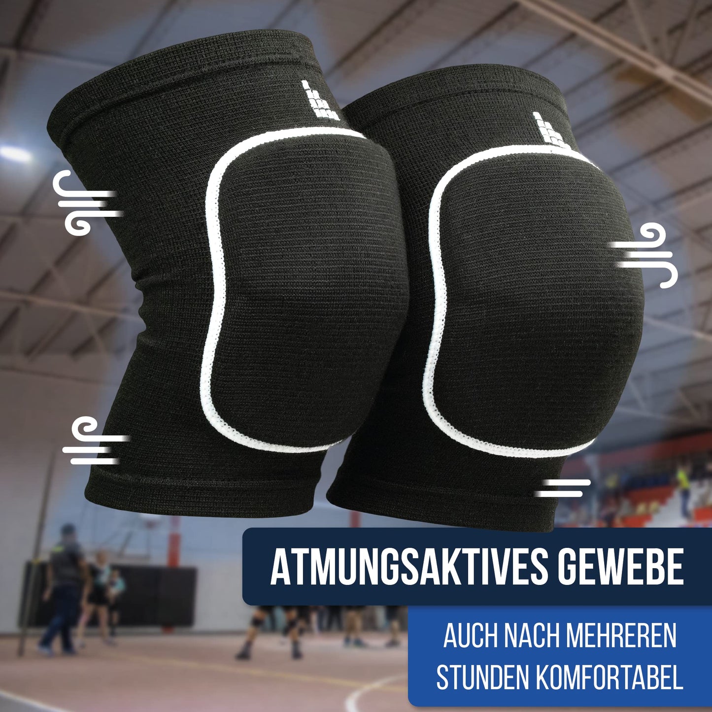 LOUD PROTECTION® ULTRALIGHT Knee Pads - breathable, stretchy, soft - [indoor sports and outdoor] With patella pad for handball, volleyball, mountain biking & more.. (Black, M)