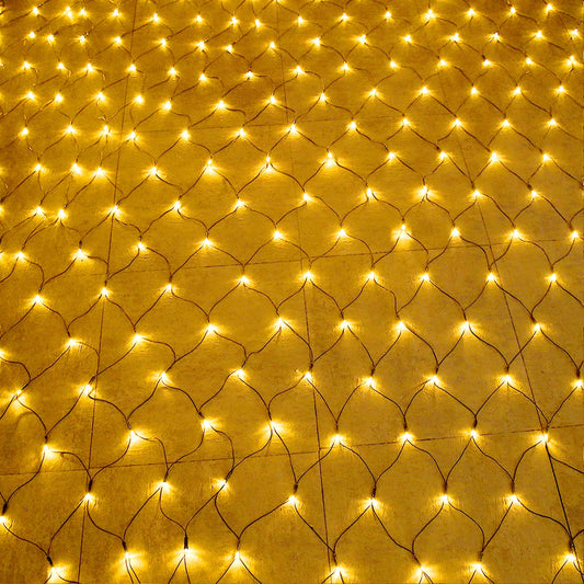 LED Light Net 3x2m 250 LEDs String Light Net 8 Modes Curtain Lights with Plug for Halloween Christmas Wedding Party Indoor and Outdoor Decoration, Connectable, Warm White