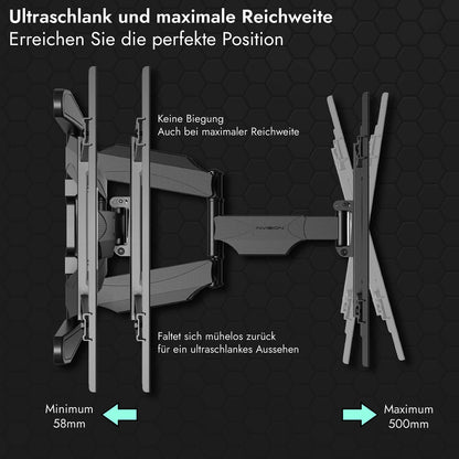 Invision TV wall mount for 37-75 inch screens, swivel tilt and extend TV bracket for flat and curved TVs, max weight 50kg, VESA 200x100mm to 600x400mm (DXL-DE-IA)