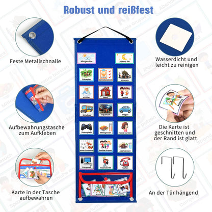 KIKIGOAL calendar for children, autism children calendar. Visual schedule with 70 German routine cards and Velcro dots. Vision board weekly planner routine schedule cards for homeschool.