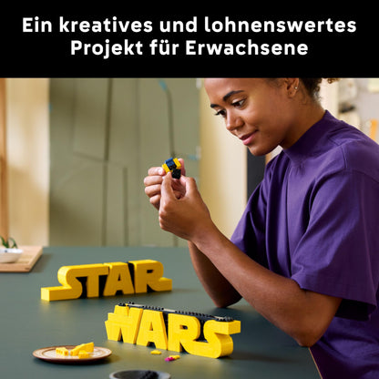 LEGO Star Wars 75407 Star Wars Logo Brick - Collectible building set for adults - Pop culture model - Display piece for office - Gift idea for adult and teen fans