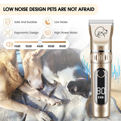 Journeyside Dog Clipper, Professional Dog Cat Clipper, Quiet Dog Clipper Thick Fur, Professional Dog Clipper with Ceramic Blades, LED Display, for Dogs and Cats