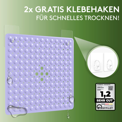 SilverRack shower mat non-slip 53x53 cm (lavender) - anti-slip shower mat BPA free for kids - bath mat non-slip, machine washable and mold resistant - non-slip shower insert