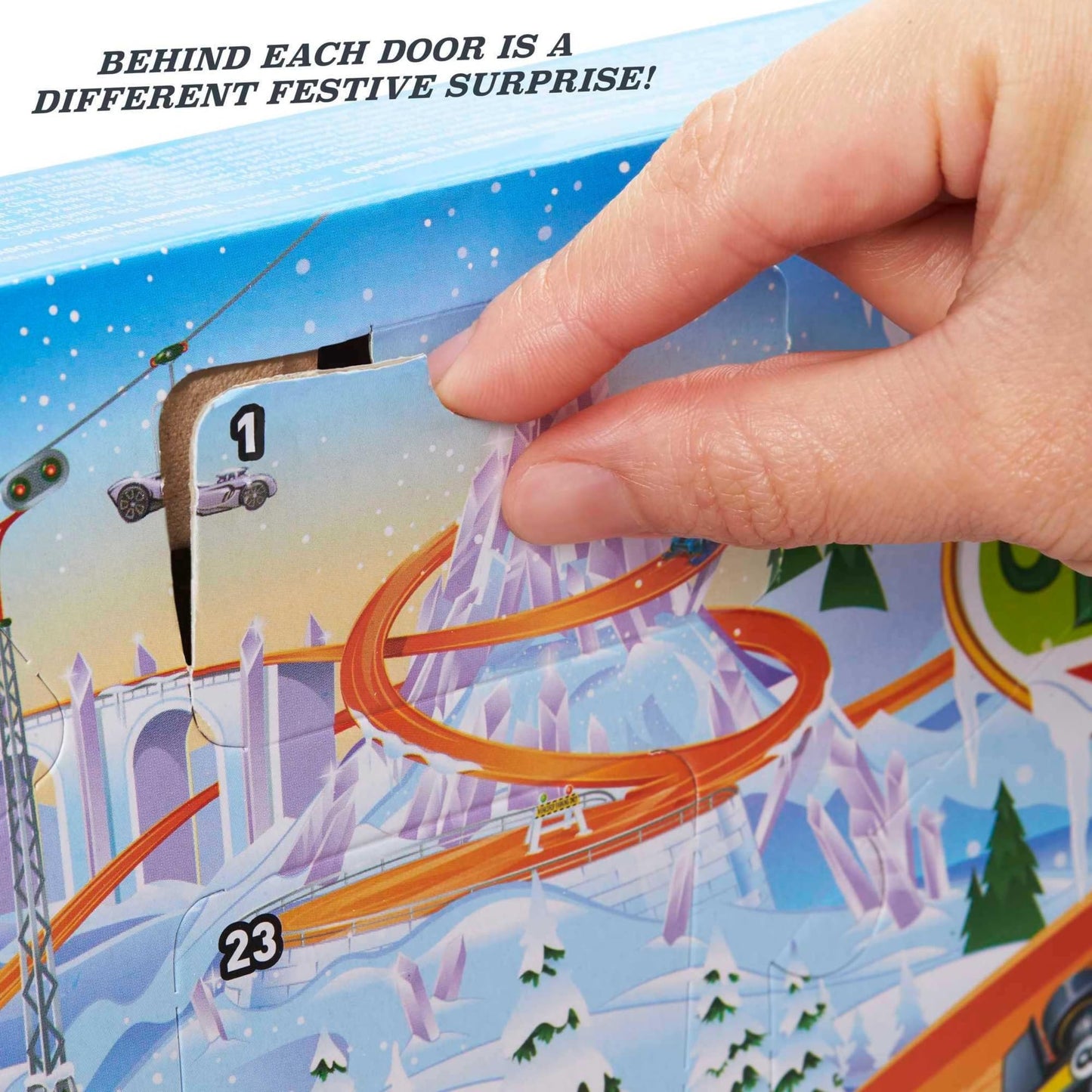 Hot Wheels Advent Calendar with 24 surprises, including 8 1:64 scale vehicles and other cool accessories, plus a play mat. Perfect Christmas gift for collectors and kids ages 3 and up. GTD78.