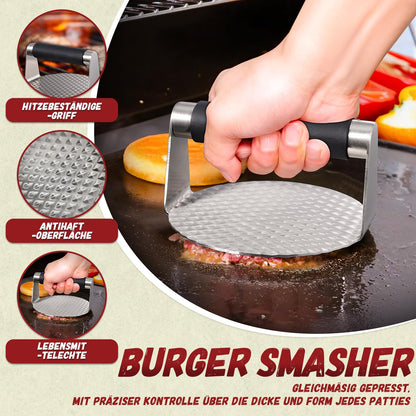 Univinlions Smash Burger Set, Professional Burger Smasher with Smash Burger Press, Burger Bell, Large Grill Spatula & Pancake Turner, Stainless Steel 4-Piece Grill Accessory for Patties, Teppanyaki, Barbecue