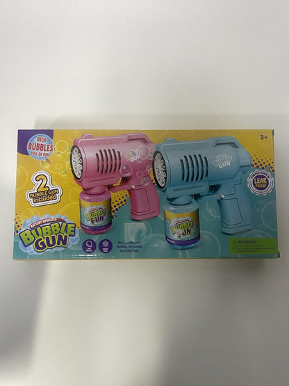 Bubble automatic bubble gun, bubble machine for children 10000+ bubbles/minute with 130ML bubble solution, bubble toy gift for kids/birthday/party (Blue+Pink)