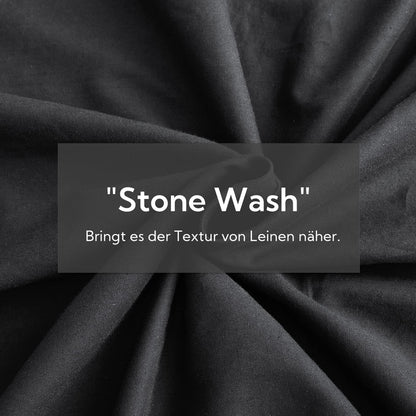 MILDLY bedding set 135x200 cotton anthracite, bedding sets 100% washed cotton with linen-like feel, OekoTex certified & suitable for allergy sufferers, 1 duvet cover & 1 pillow case 80x80.