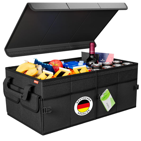 ATHLON TOOLS Trunk Organizer XXL – foldable trunk bag, non-slip, reinforced, stable with lid – ideal for storage while camping and everyday use.