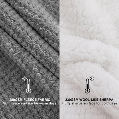 MIULEE Blanket Minky Sherpa Fleece Blanket Cozy Throw Double Layer Wool Blanket Flannel Lamb Blanket Soft Bedspread for Sofa Couch Living Room 150x200 cm Dark Grey
