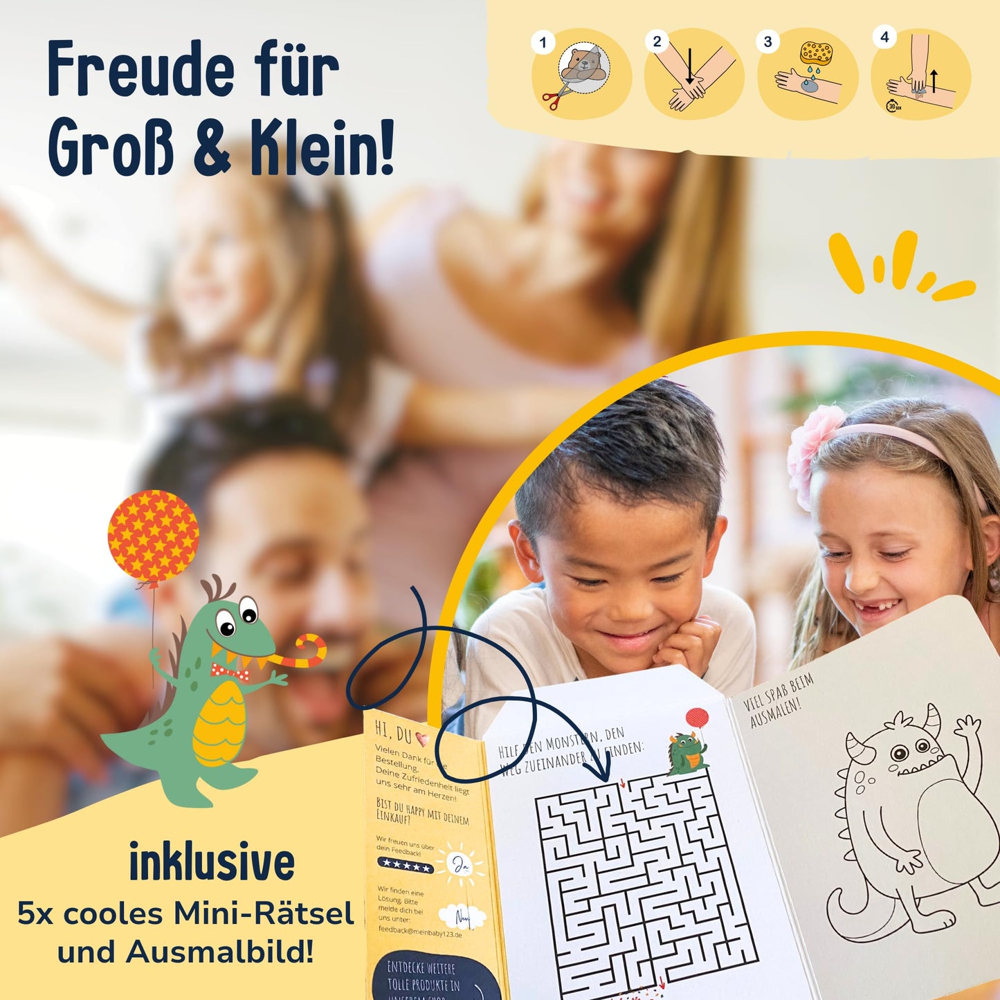 MyBaby123 550 skin-friendly children tattoos with monsters, monster tattoo kids, kids tattoos to stick on, vegan & made in Germany (5x monster)