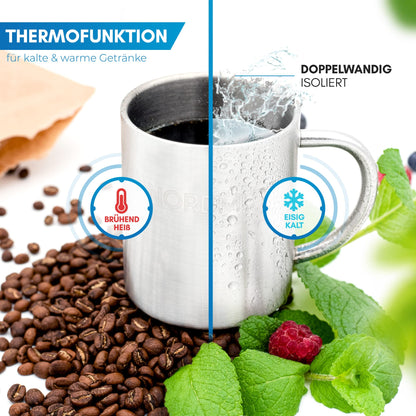 NORDMUT® Stainless Steel Thermos Mug [2-pack] Camping Cup | sustainable stainless steel cup | double-walled insulated coffee mug BPA free | cup set for camping & outdoor [2 x 400 ml]