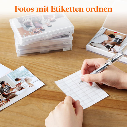 Lifewit Photo Storage Box 4 x 6 inch Photo Case, 18 inner photo holders, transparent photo boxes for storage, plastic photo organizer for seeds, cards, crafts, stickers, 2 pieces.