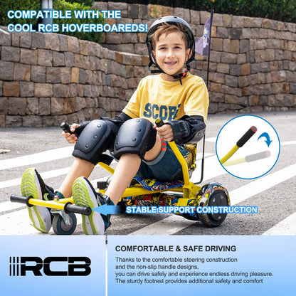 RCB Hoverboard Seat, Go-Kart accessory, with seat suitable for all 6.5"-10" Two Rounds Self Balancing Scooter, Hoverkart for adults and children.