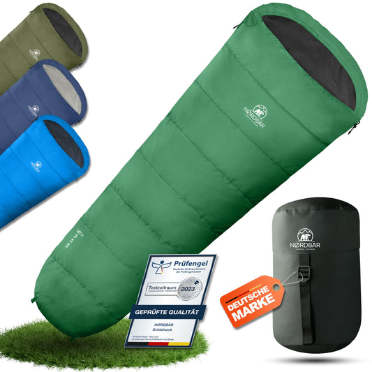 NORDBAER® Sleeping Bag 3 Seasons & Summer Ultralight [750g/1500g] | Camping Mummy Sleeping Bag | compact size [100GSM/300GMS] | Outdoor Travel Hostel Sleeping Bag | Summer Sleeping Bag