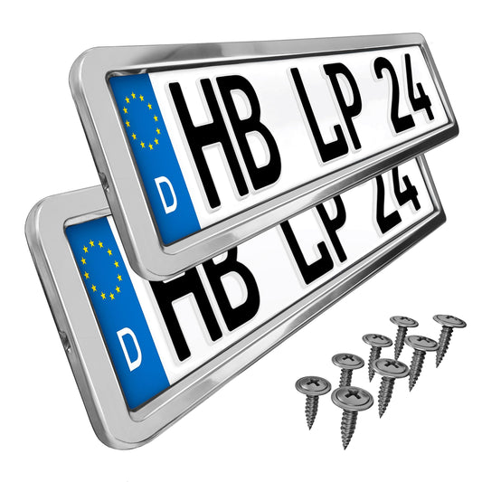 2X Car License Plate Holder 100% polished stainless steel car license plate holder mounting bracket number plate - A0202