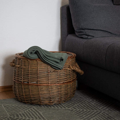 UNUS wicker basket made of willow for firewood storage, laundry, or decoration. Diameter 50cm.
