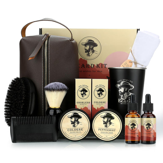 Beard grooming set for men, beard growth kit gifts for men dad, birthday gift for men, beard oil, beard brush, beard comb, beard balm, beard kit, gifts for men.