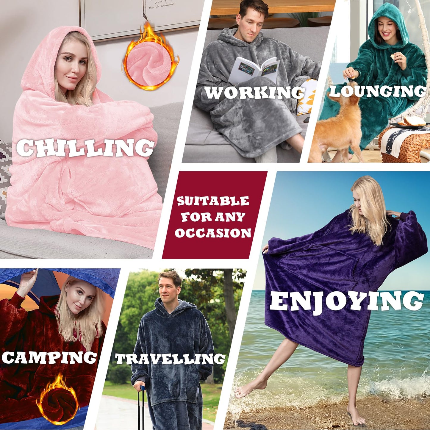 Daverose Hoodie Blanket with Sleeves and Hood for Women, Blanket Hoodie for Women, Super Soft and Warm Flannel Snuggle Blanket with Sleeves, Oversized Blanket Hoodie as Gifts for Men Women