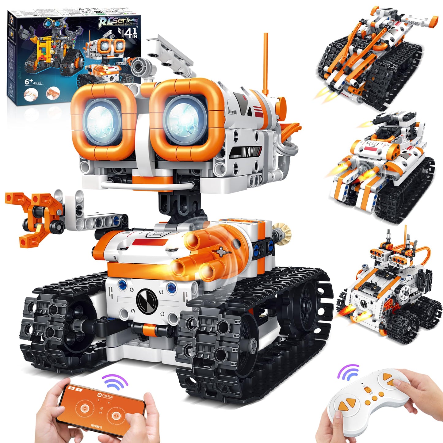MOJINO Robot Toy for 5 6 7 8 9 10 11 12+ Year Old Boys, 4-in-1 Technology for Boys aged 5-12+ App-controlled Robot Kids Gift for Boys and Girls aged 5-12+ Years