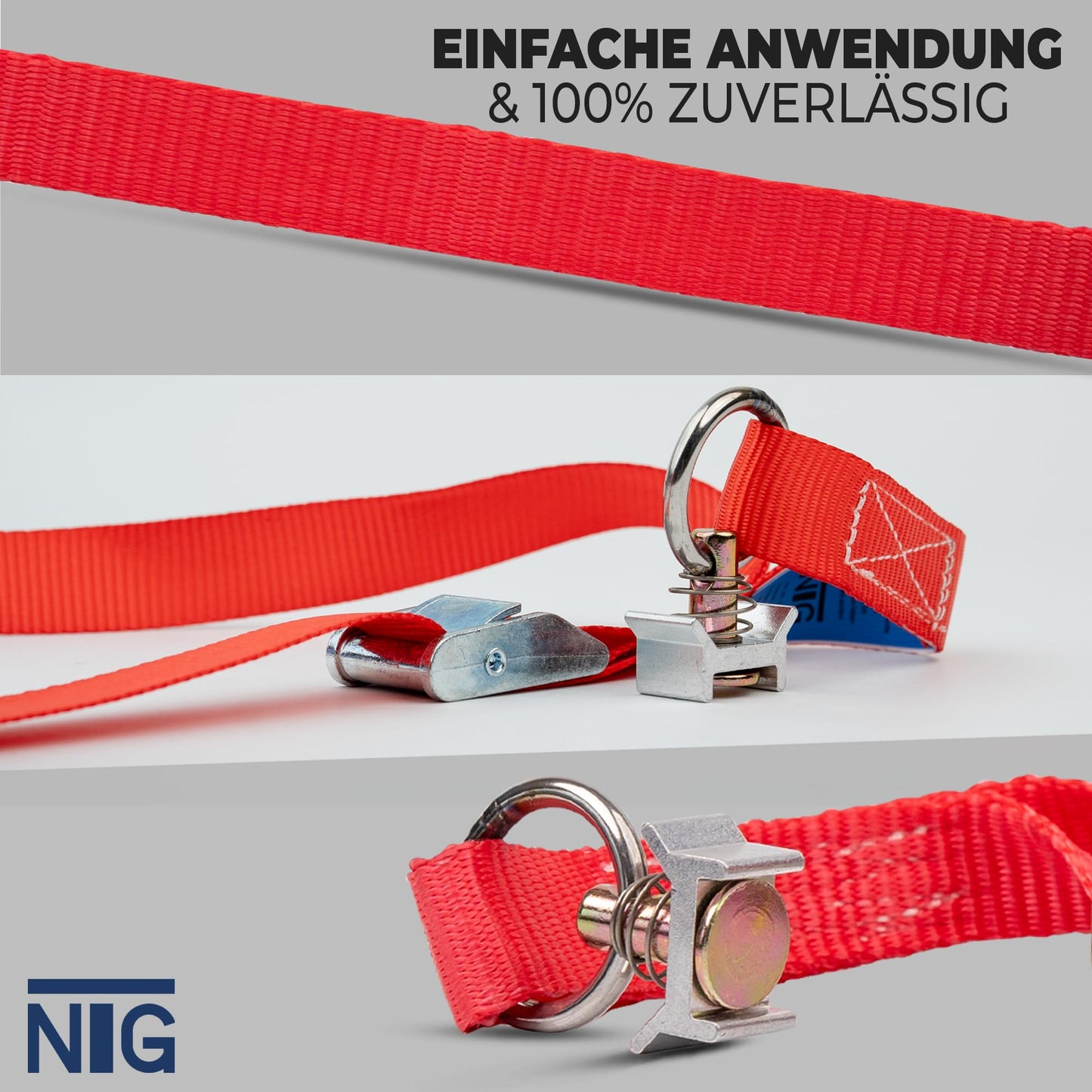 10 pieces | lashing strap | tie-down strap | with ratchet buckle | ratchet strap for airline rail | 5 m | 25 mm wide | 300 KG | tie rail | according to DIN