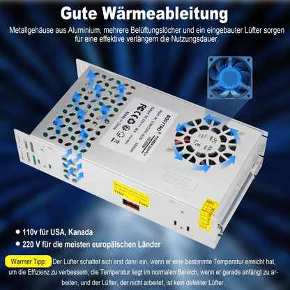 BOSYTRO 12V 50A 600W Switching Power Supply, 12V Universal Regulated Power Supply AC110V/220V (SMPS) LED Transformer for LED Strip Light, CCTV Camera Security System, Radio, Computer Project.