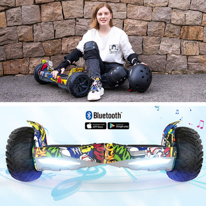 RCB Hoverboards SUV with Seat Hoverboards Off-Road, App-enabled Bluetooth Hoverboards, 8.5'' Hummer + Hoverkart Go Kart for Self Balancing hoverboards, Gift for Kids