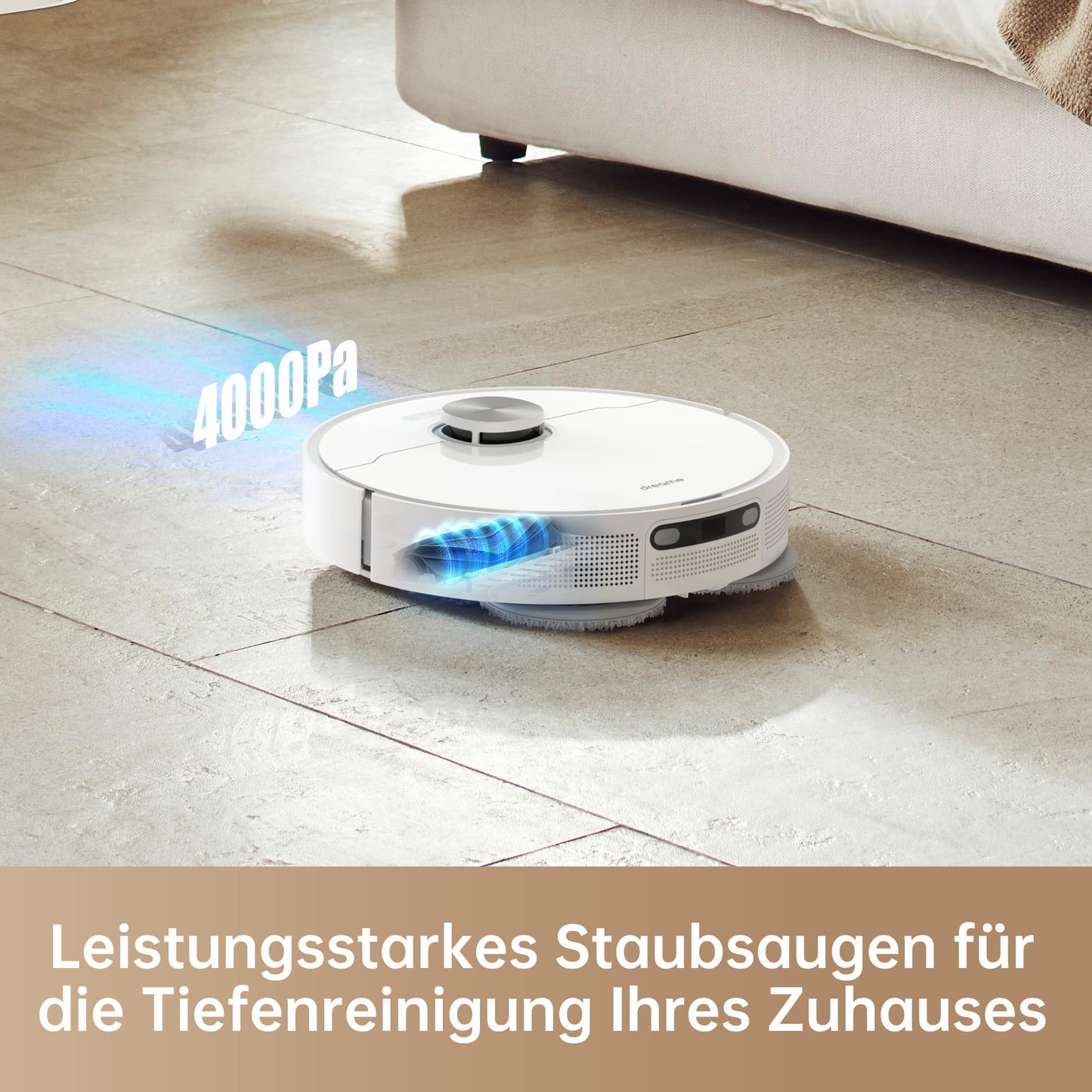 dreame L10 Prime robot vacuum and mop with automatic washing station for mop pads, 7mm mop lifting, LDS navigation, 4000Pa suction power, 3D mapping, WiFi/app control.