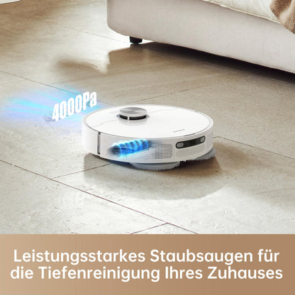 dreame L10 Prime robot vacuum and mop with automatic washing station for mop pads, 7mm mop lifting, LDS navigation, 4000Pa suction power, 3D mapping, WiFi/app control.