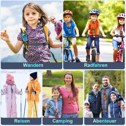 Walkie Talkie 3 piece set for kids, rechargeable, Rabigala walkie talkies with 5km long range for adults, Li-ion battery, VOX hands-free function, LED flashlight, LCD