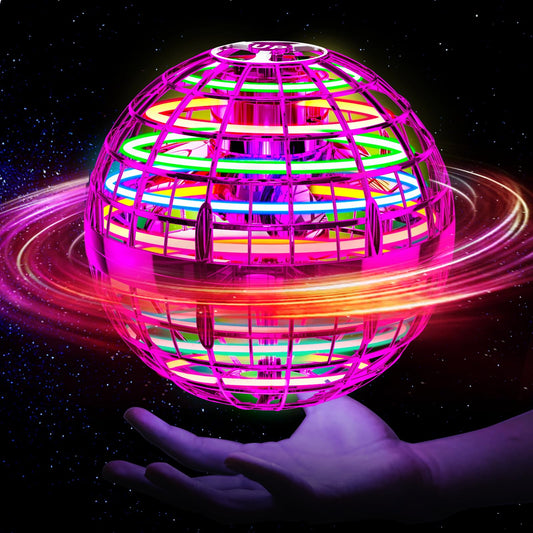 Ivtivfu Flying Ball (Pink), Flying Spinner, Magic Hover Ball, LED UFO Ball Toys, Boomerang, Toy Drone for Kids 6, 8, 10, 12 years old.