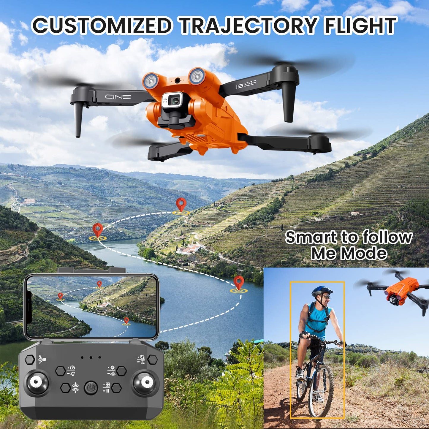 Mingfuxin Foldable Drone with Camera for Beginners, RC Quadcopter Drone with App WIFI FPV Live Video, Altitude Hold, Headless Mode One-Key Take-off Landing for Adults Kids