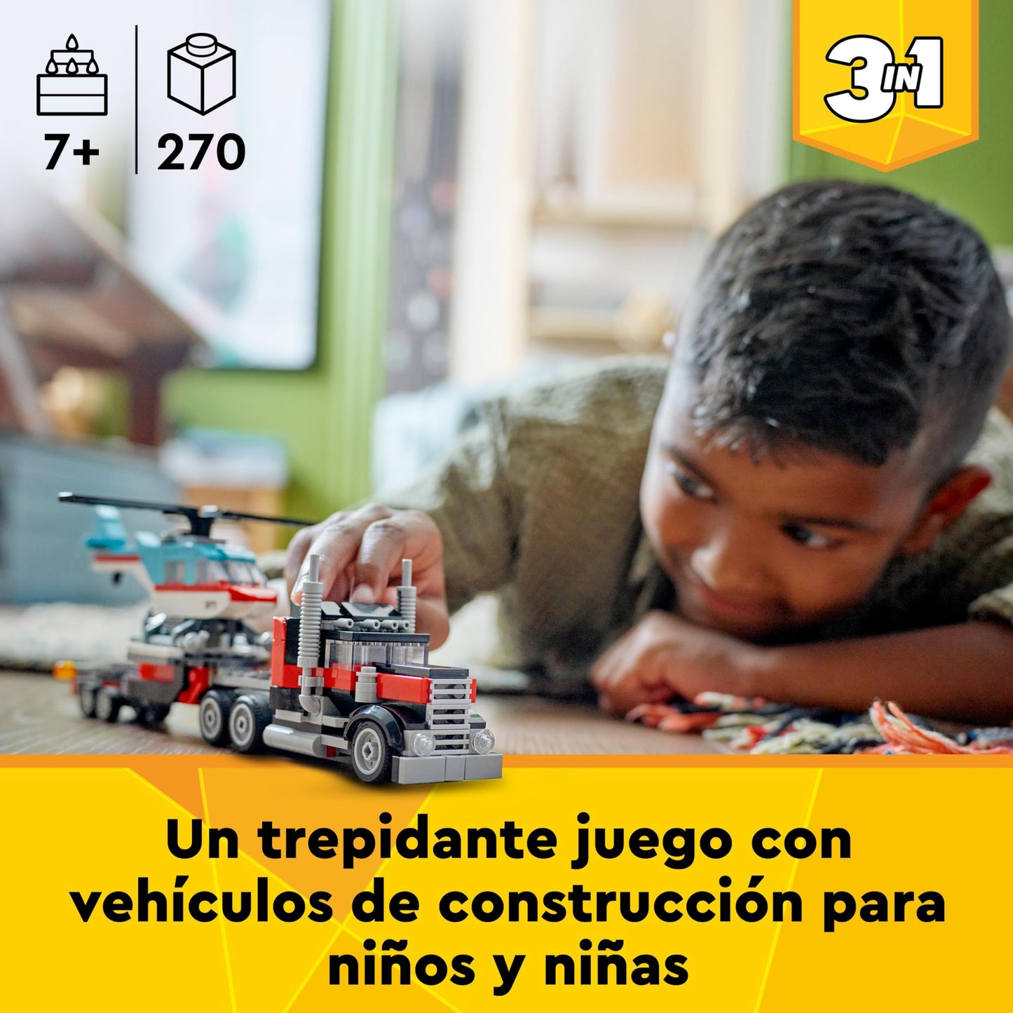 LEGO Creator 3in1 Low Loader with Helicopter, Vehicle Set & Technic Heavy Duty Bulldozer, Toy Bulldozer for Building