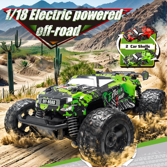 Remote-controlled car for ages 3 4 6 8 years, 1:18 Remote-controlled monster truck with body light/double shell. RC car for ages 3 4 6 8 years. Perfect gifts for boys and girls.