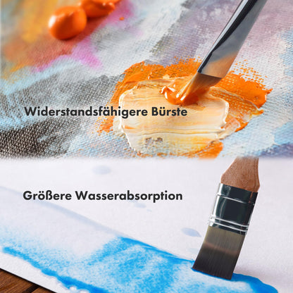 ARTIFY 25-piece Premium Brush Set for Acrylics, Flat Filbert Round Fan Liner Angled Brushes with Canvas Bag and Palette Knife for Acrylic Oil Watercolor Gouache Body Painting.