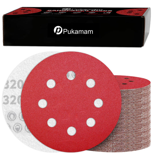 120 pieces of sandpaper 125mm Velcro 320 grit sanding discs for 8 hole round orbital sander sanding wood metal and paint.