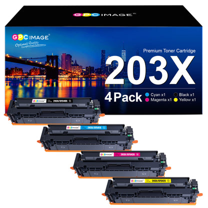 GPC IMAGE 203X Compatible for HP 203X 203A Toner Set for HP Color Laserjet Pro MFP M281fdw Toner M254dw M254nw M281fdn M280nw M281cdw M254dn CF540X CF540A (Black Cyan Yellow Magenta, 4 Pack)