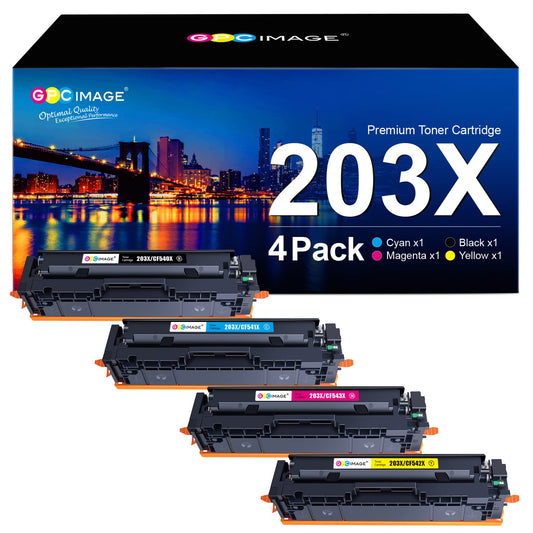 GPC IMAGE 203X Compatible for HP 203X 203A Toner Set for HP Color Laserjet Pro MFP M281fdw Toner M254dw M254nw M281fdn M280nw M281cdw M254dn CF540X CF540A (Black Cyan Yellow Magenta, 4 Pack)