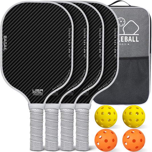 BAGAIL Pickleball Paddle Set with 4 balls, light, high shock absorption, ergonomically designed, suitable for indoor and outdoor pickleball games.