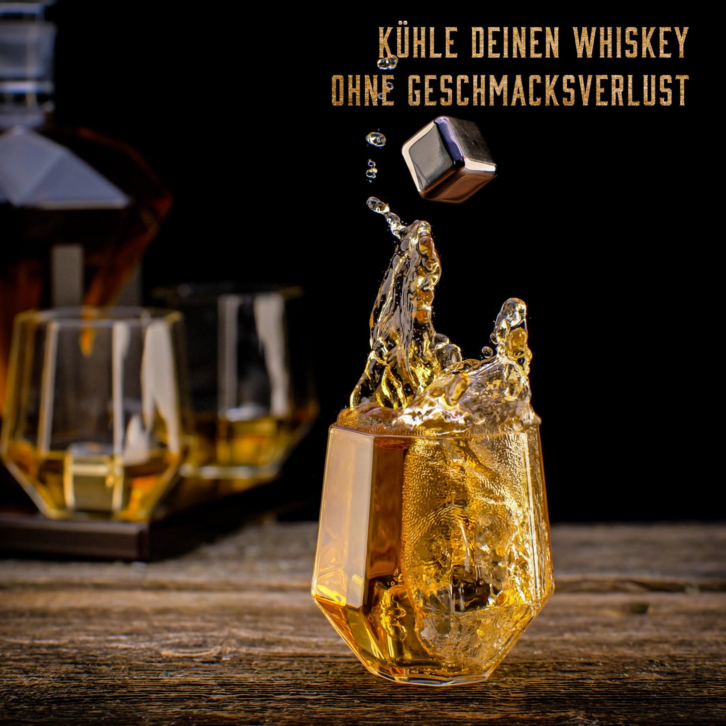 WHISKEY Whiskey Decanter Set - Whiskey Gift Set - Gifts for Men - Men's Gift - Birthday Gift for Man - Diamond Decanter 1000ML, Gift Box, 4 Glasses, 4 Whiskey Stones