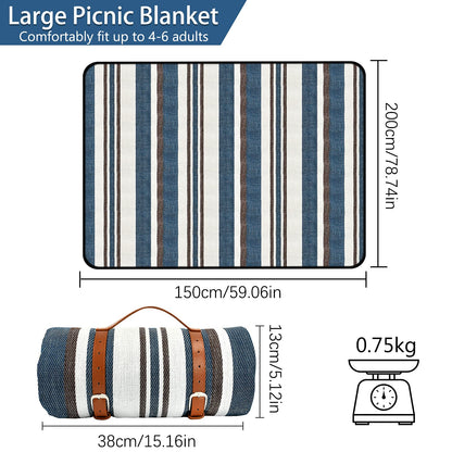 KATELUO Picnic Blanket, Waterproof Picnic Blanket XXL, Camping Blanket with Handle, Perfect for Outdoor/Camping/Picnic/Beach/Park (150 x 200 cm, C)
