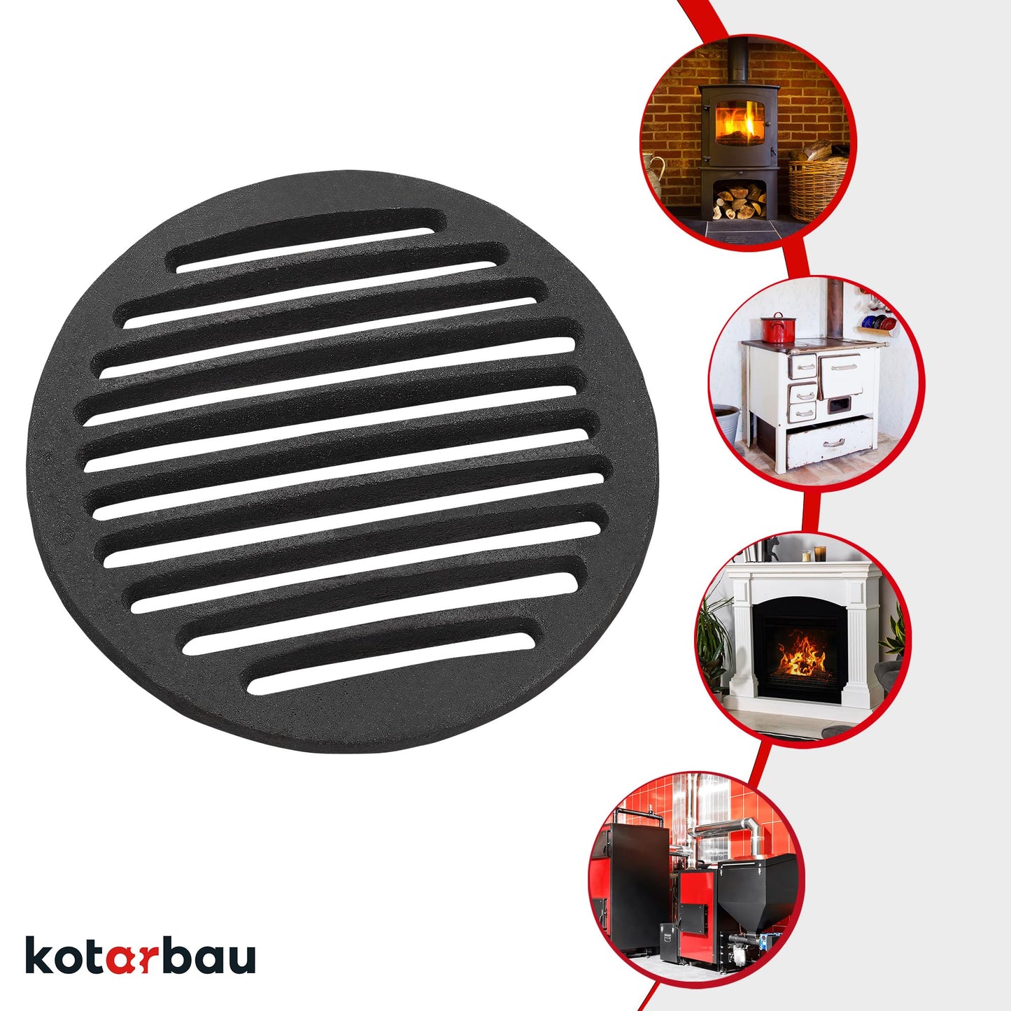 KOTARBAU Fireplace Grate Ø 19 cm Round Grate Ash Grate Stove Fire Grate Grill Grate Replacement Parts Accessories Cast Iron Grate Oven Grate Grill Fireplace Round