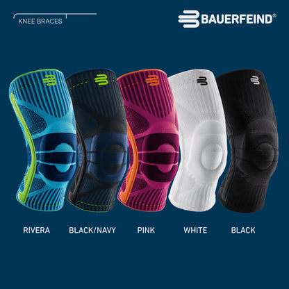 BAUERFEIND, 1 Unisex Knee Support Brace, Wearable on right and left, For ball sports and athletics, Supports knee during sports, with silicone ring, Size XL, Pink, 11449411950014